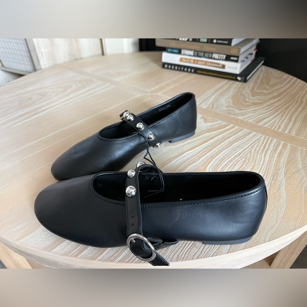CL by Laundry|Women’s Black Balletcore Flats with Silver Buckle & studded detail - Picture 8 of 12